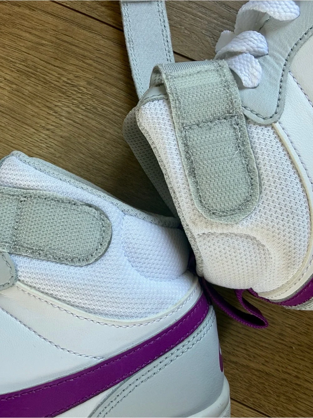 Nike Court Borough Mid 2 GS 'Pure Platinum Vivid Purple' Shoes Kids Size 3.5Y